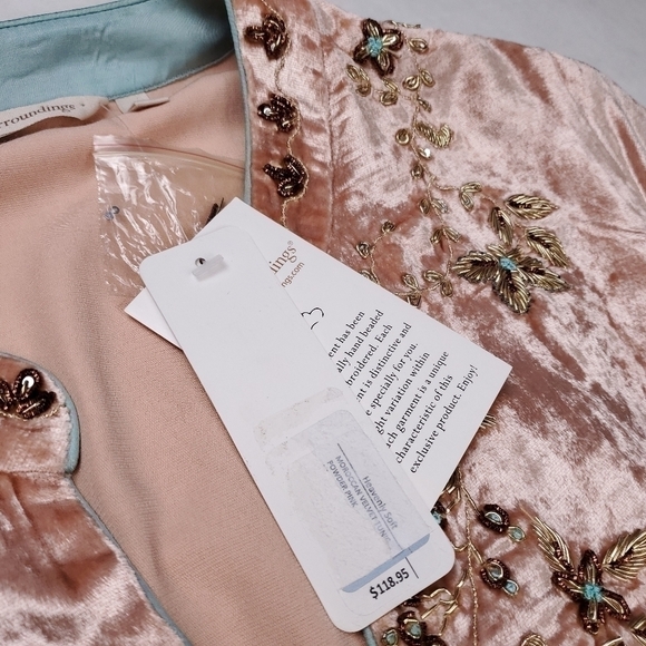 New Soft Surroundings Peach Viscose Blend Velour Boho Dedazzled Camisole Sz S - Picture 8 of 16